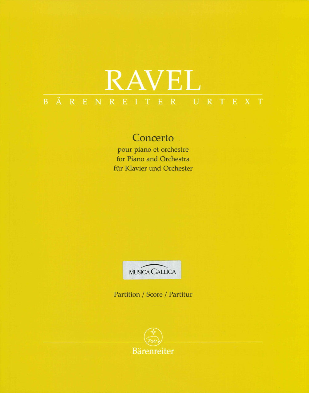 Ravel, Concerto for Piano in G Full Scor (Barenreiter)