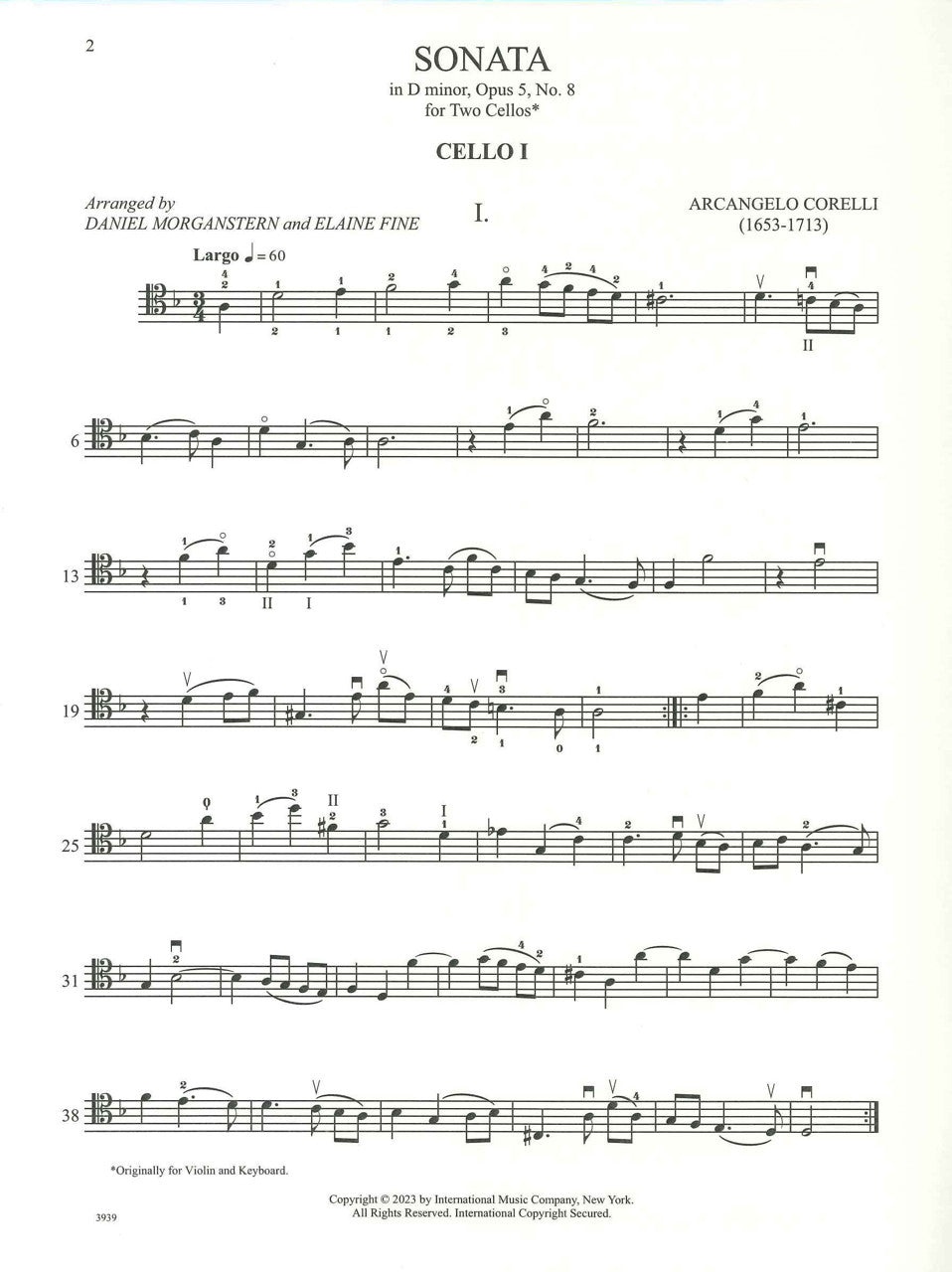 Corelli, Sonata op. 5/8 in d (2Vc) (IMC)