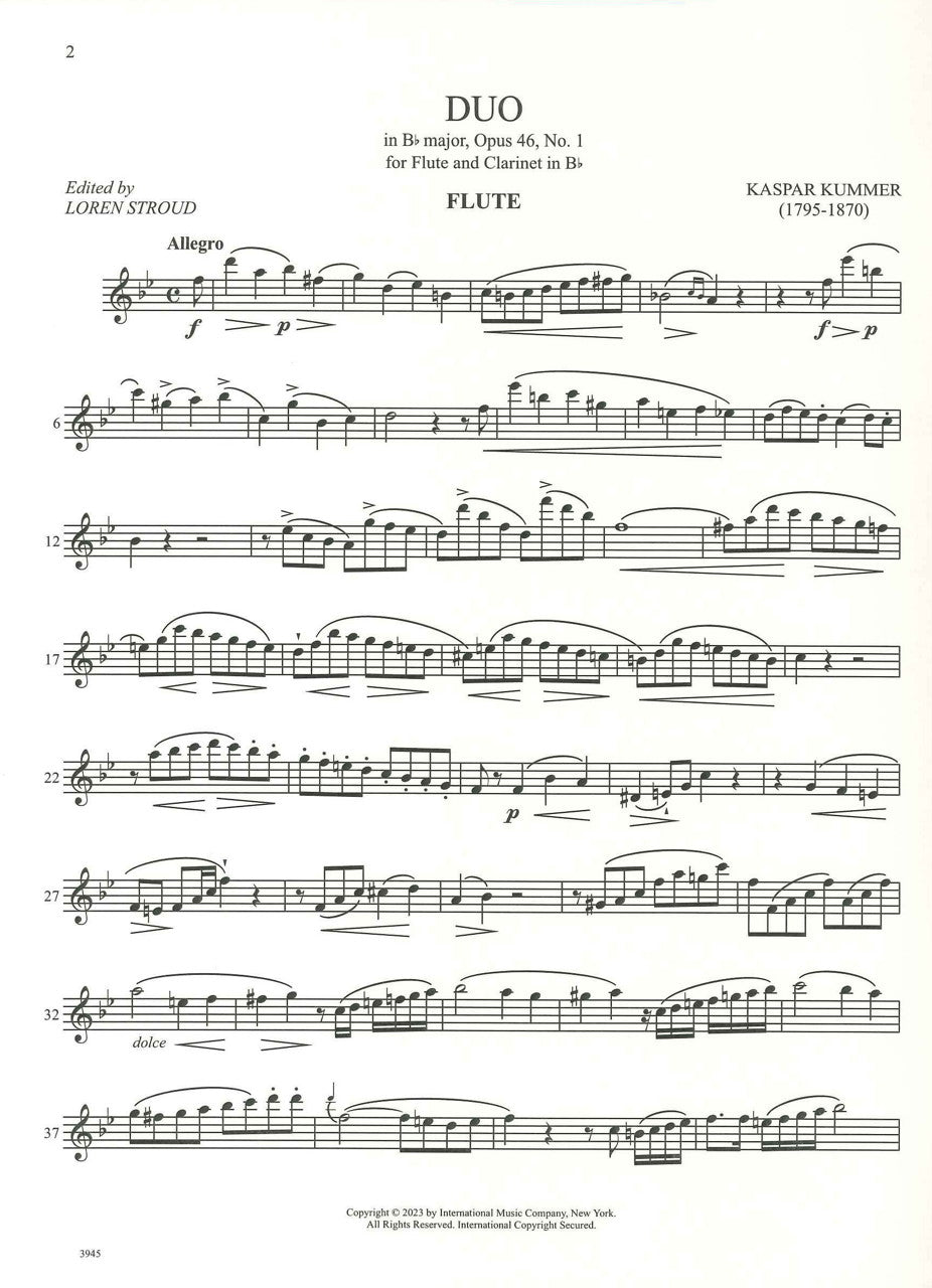 Kummer, Duo op. 46/1 in Bb (Fl,BbCl) (IMC)