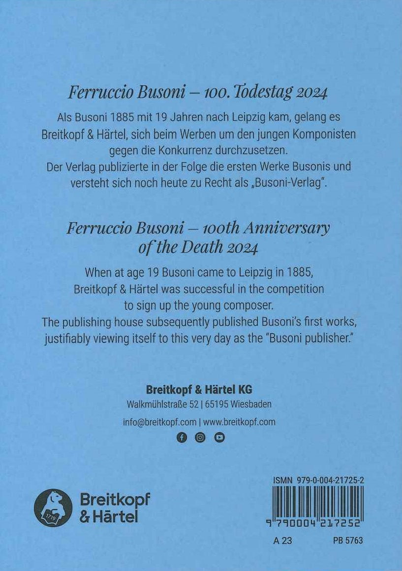 Ferruccio Busoni: Notebook for Composing (Breitkopf)