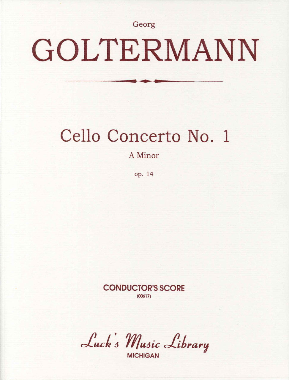Goltermann, Concerto for Cello No. 1 Scr (Luck's Music)