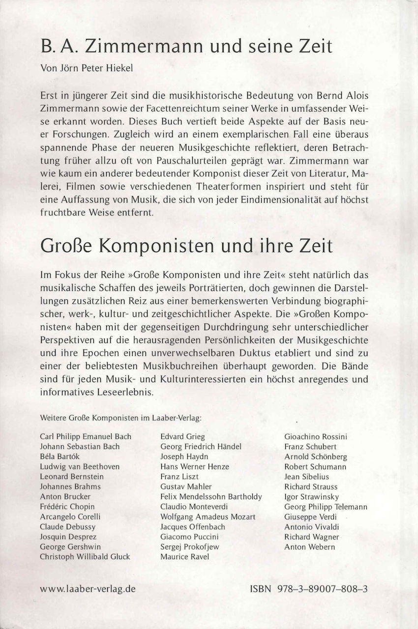 Hiekel, Bernd Alois Zimmermann und seine (Laaber-Verlag)