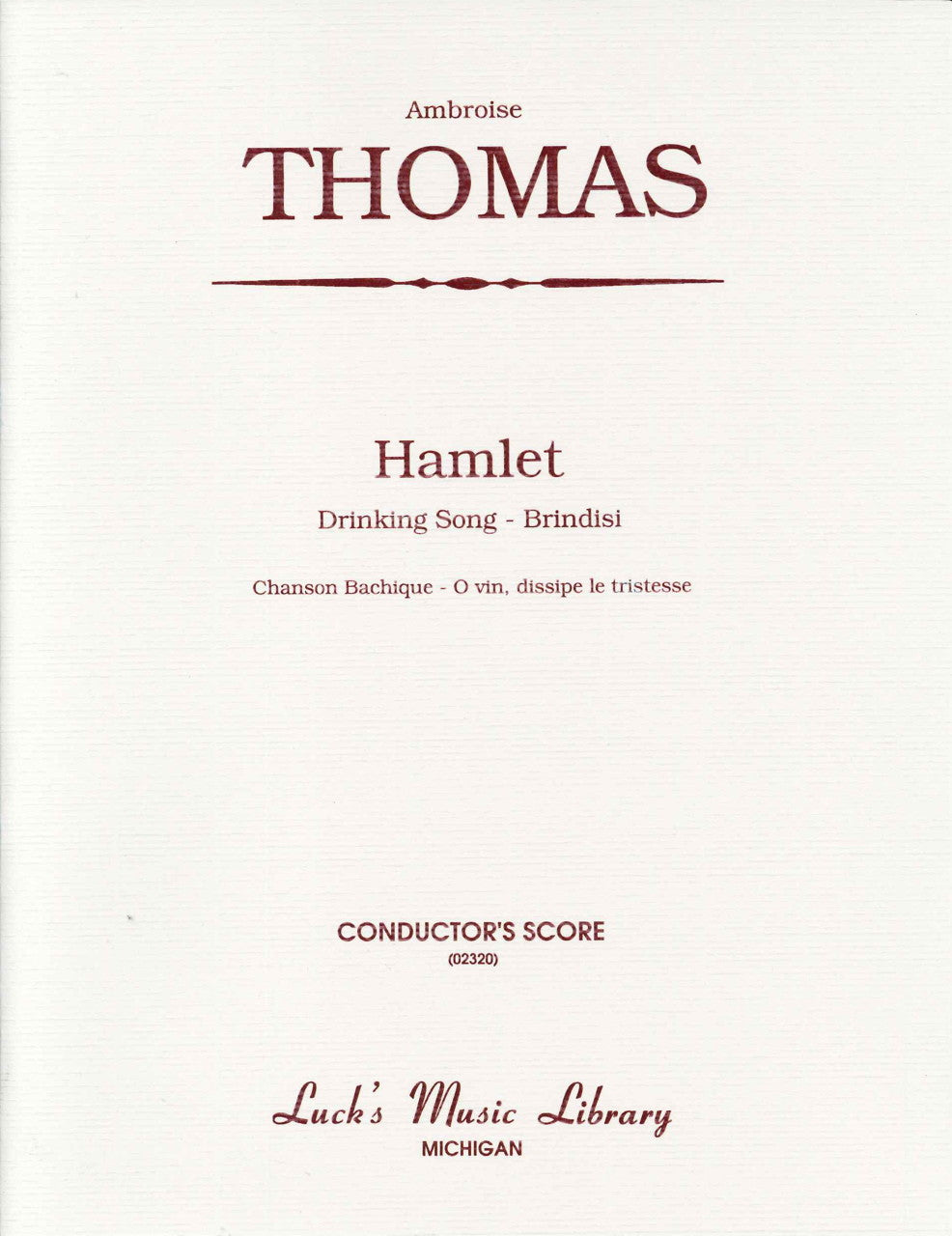 Thomas, Drinking Song (=Brindisi): Score (Luck's Music)