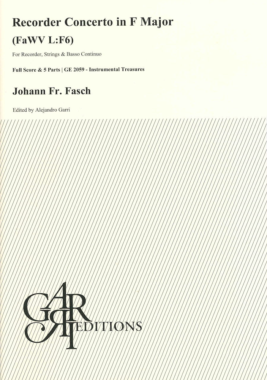 Fasch, Recorder Concerto in F major (Garri Editions)