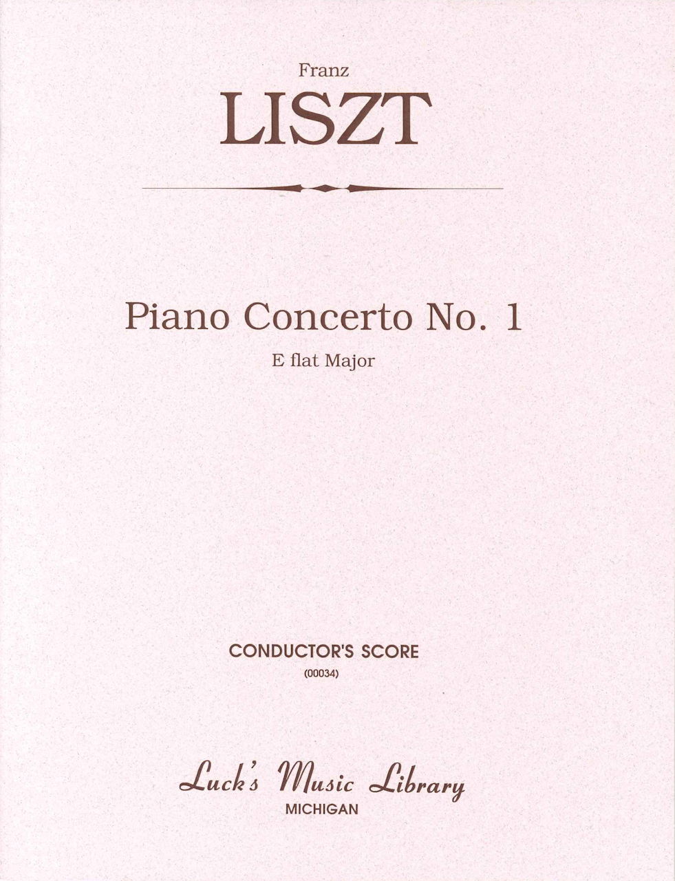 Liszt, Piano Concerto No. 1 in Eb Score (Luck's Music)