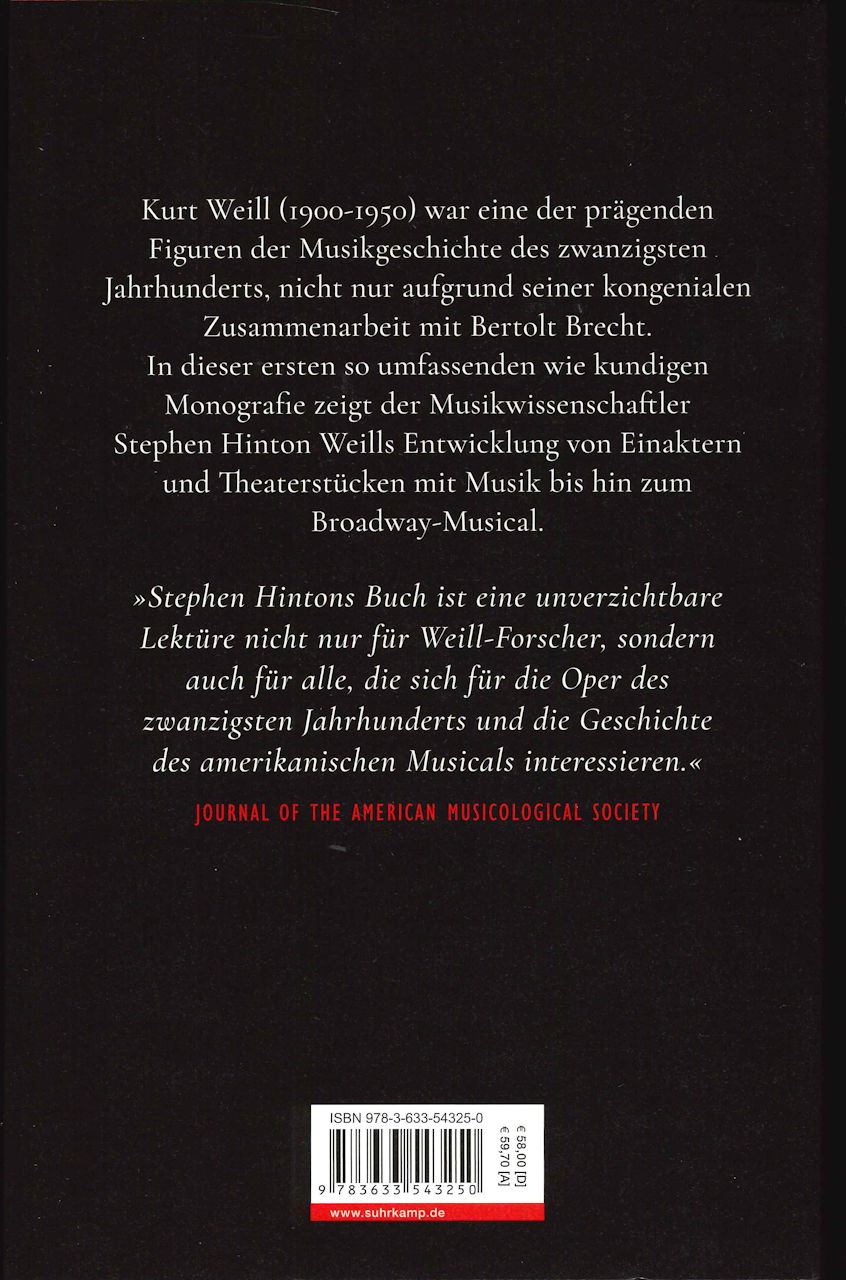 Hinton, Kurt Weills Musiktheater: Vom (Suhrkamp)