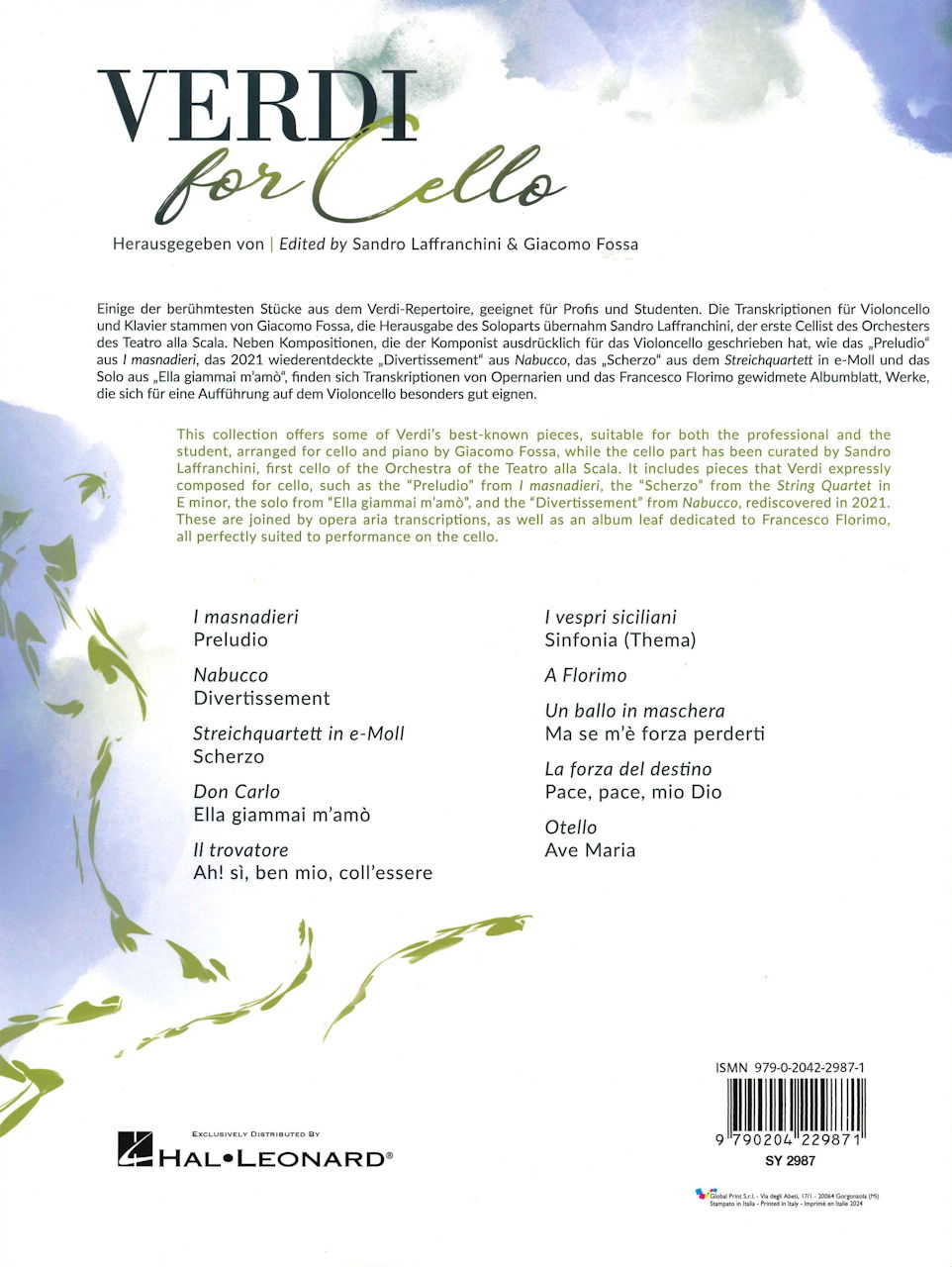 Verdi, Verdi for Cello (Ricordi)
