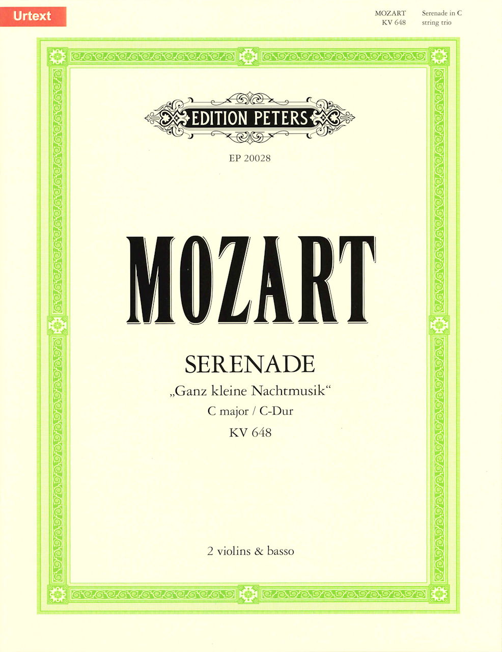 Mozart, Serenade in C KV 648 'Ganz klein (Peters)