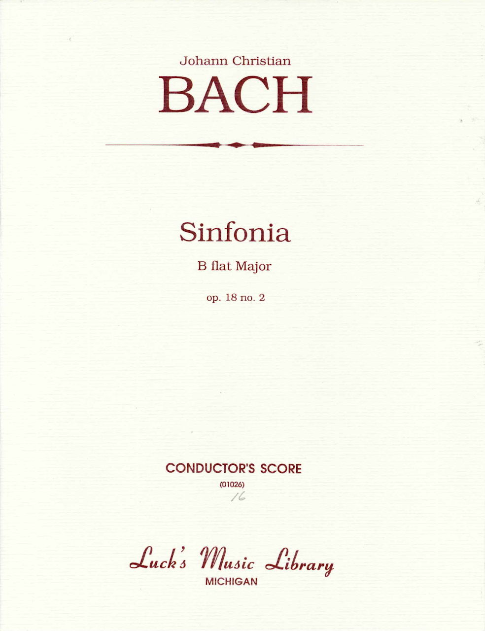 Bach,J.C., Sinfonia op. 18/2 in Bb (Luck's Music)