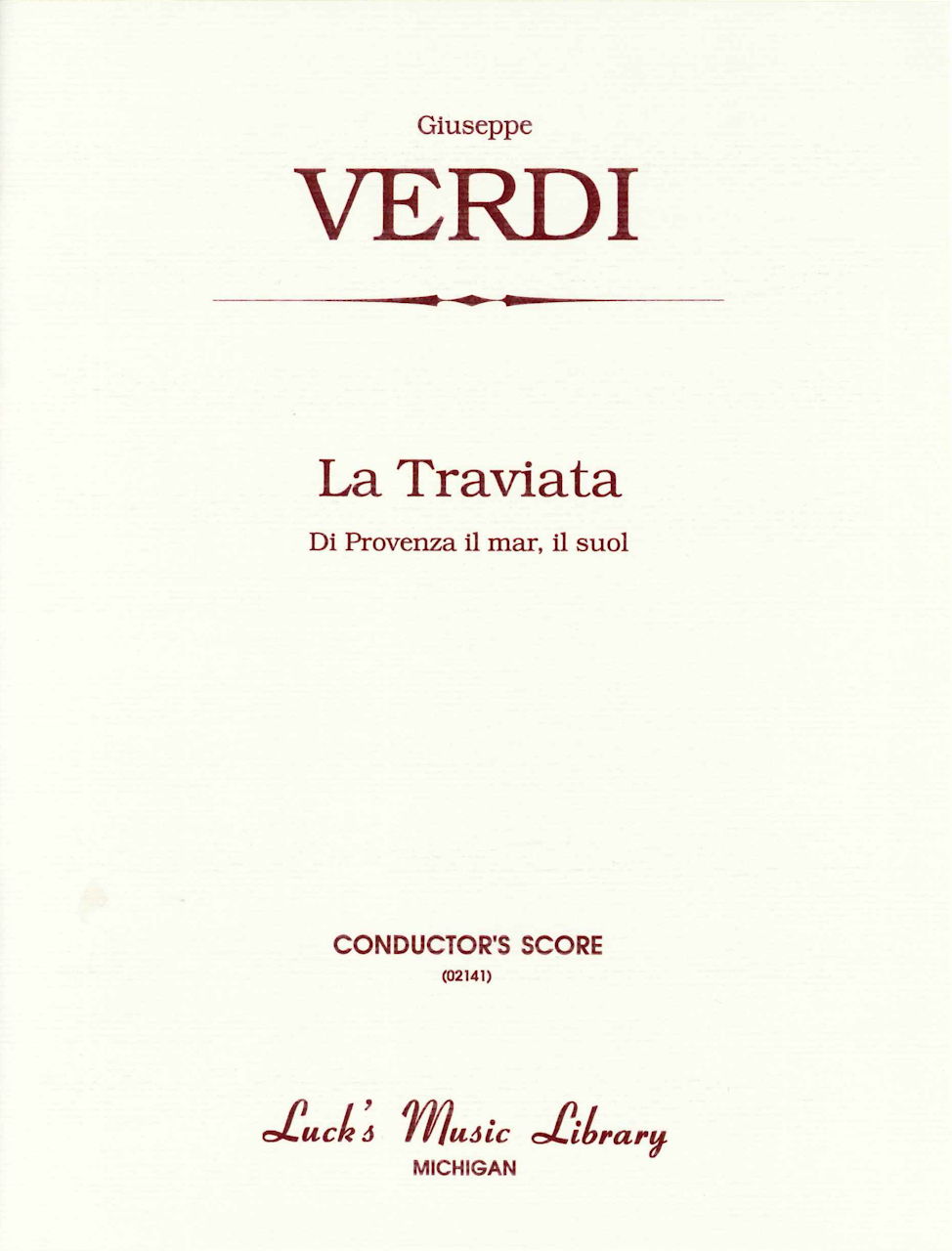 Verdi, Traviata. Di Provenza mar (Score) (Luck's Music)