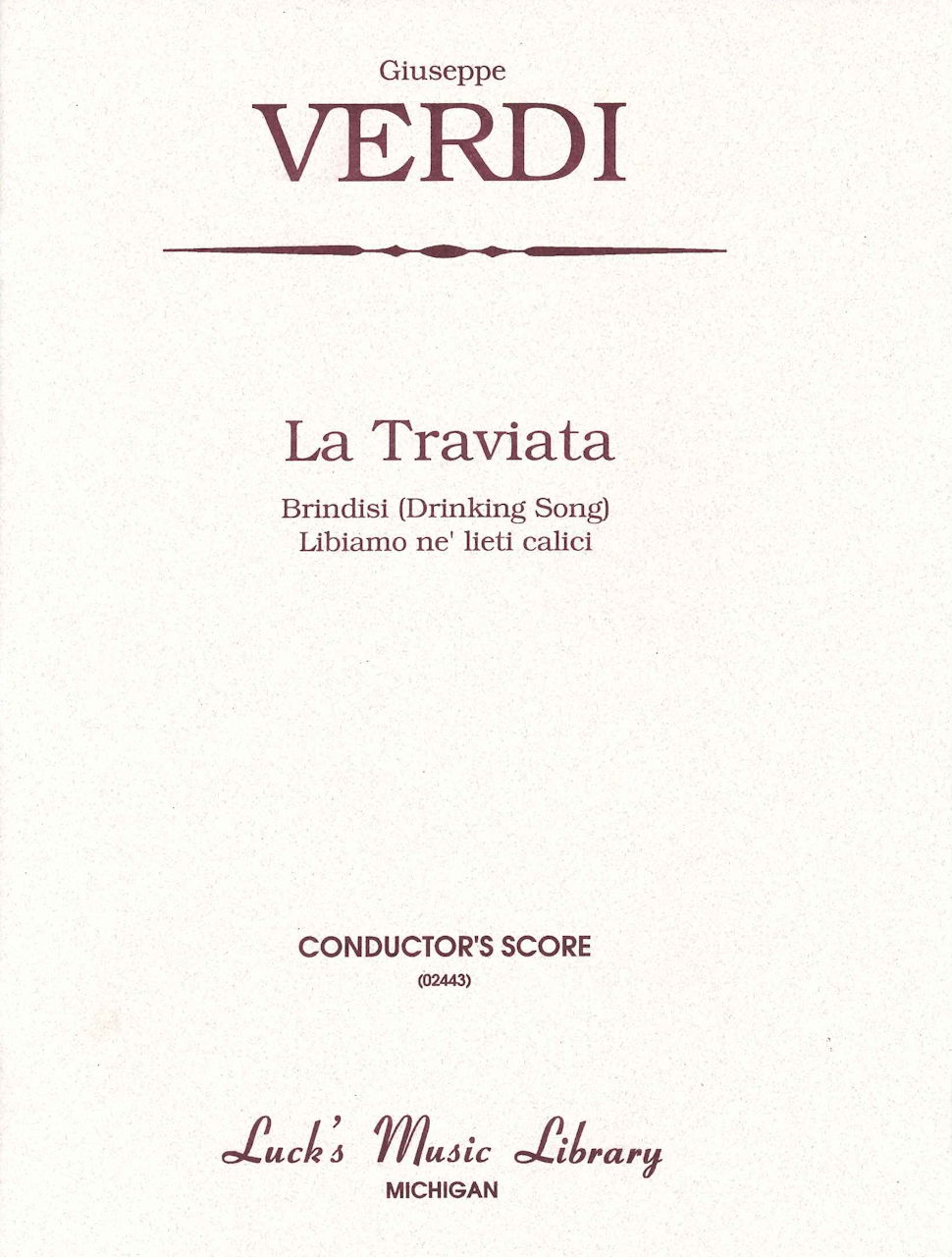 Verdi, Traviata. Brindisi (Score) (Luck's Music)