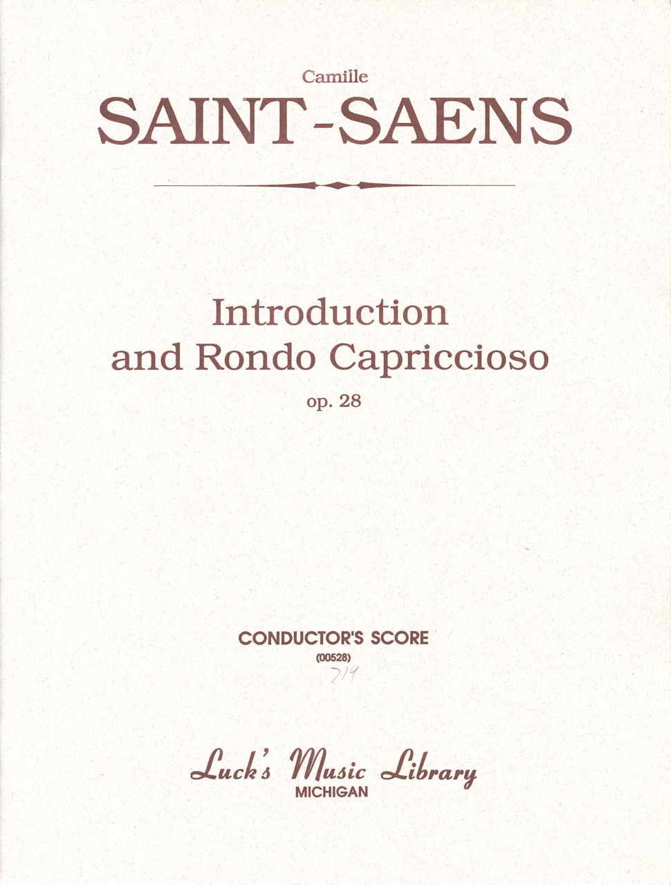 Saint-Saens, Intro & Rondo Cap (Score) (Luck's Music)