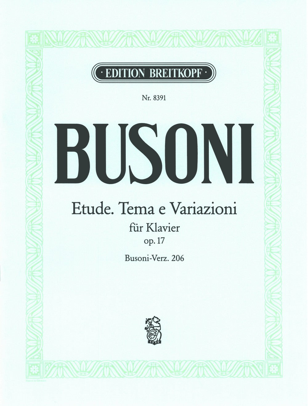 Busoni, Etude. Tema e Variazioni op.17 (Breitkopf)