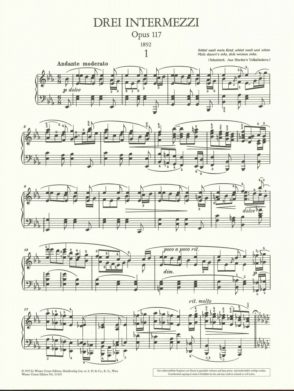Brahms, 3 Intermezzi op. 117 (+Facs) (Wiener Urtext Edition)